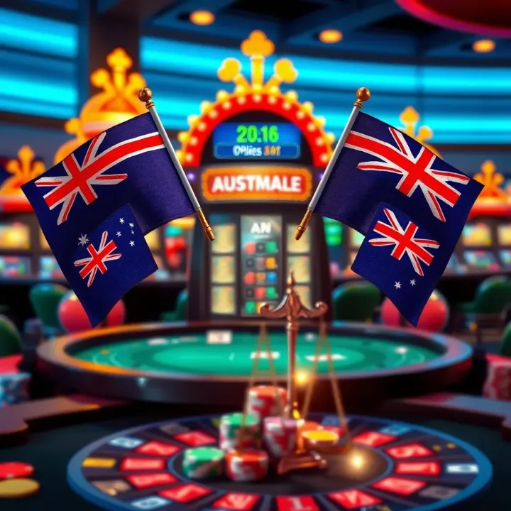 Illustration of responsible gambling principles with Australian flags symbolizing compliance