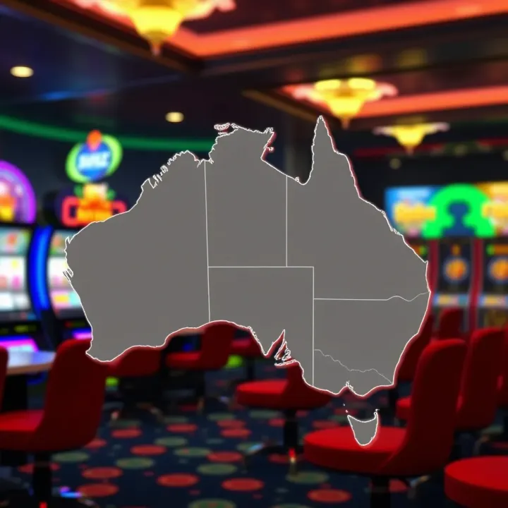 Australian map highlighting regions with legal guidelines for online pokies gambling