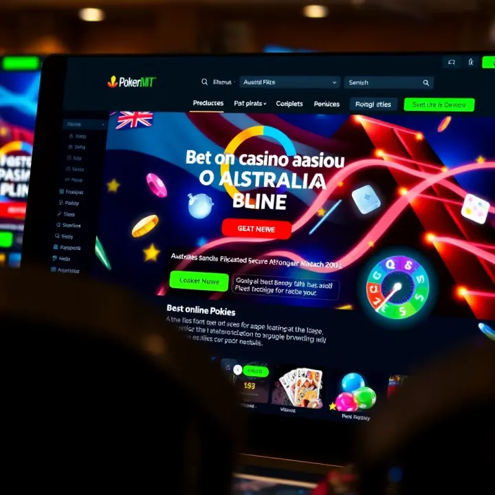 Australian-themed casino webpage highlighting secure transactions and bonuses