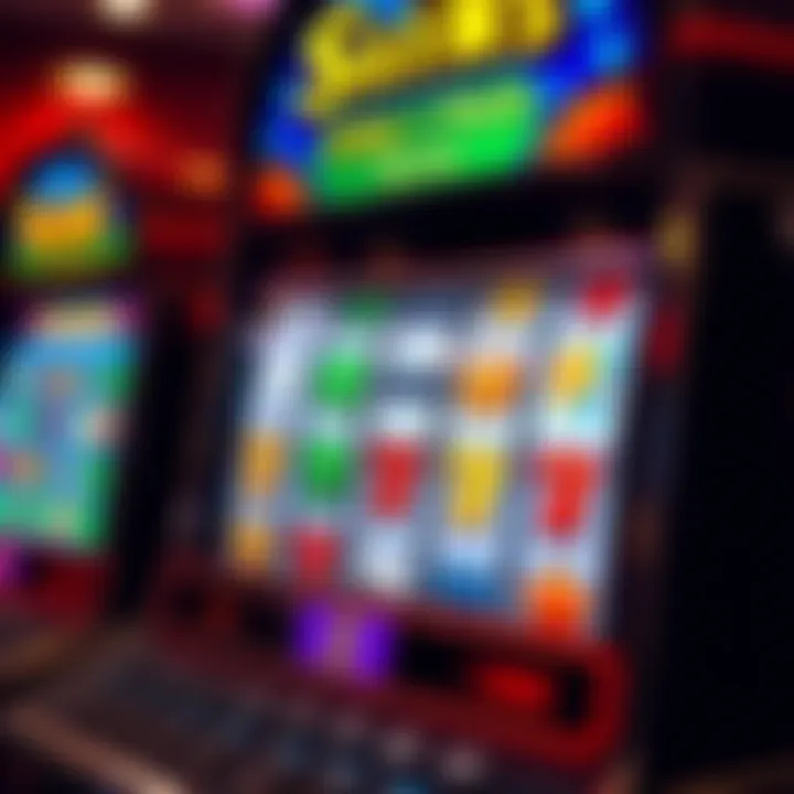 Colorful Australian online pokie machine interface with various symbols and paylines visible