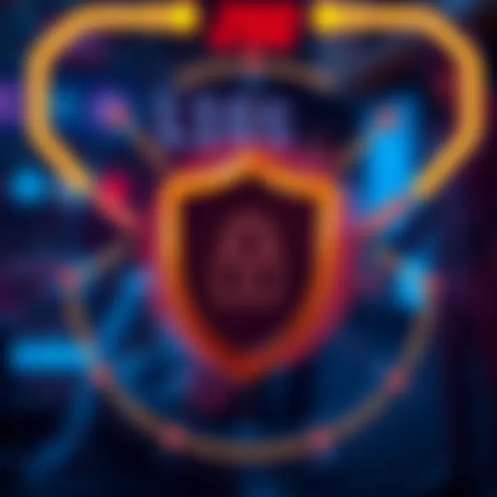 Illustration of account protection with shield and lock symbols representing cybersecurity