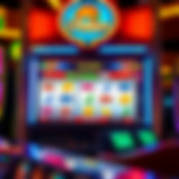 Colorful gaming setup showcasing a nostalgic slot game screen with Australian-themed icons