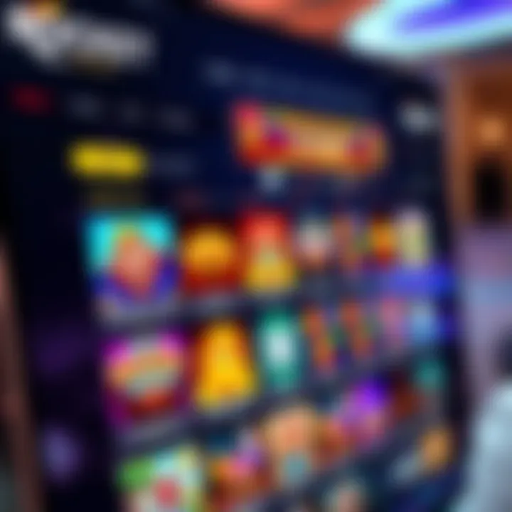 Colorful online casino interface displaying a variety of slot games and betting options