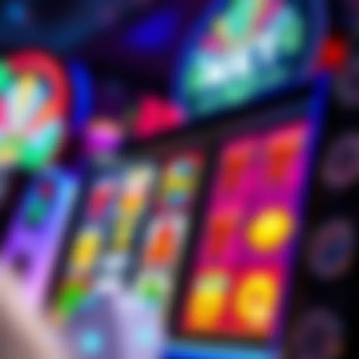 Colorful pokies game interface showing reels and symbols during gameplay