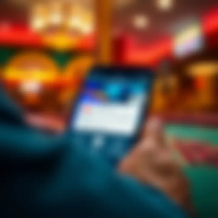 Mobile device showing Royal Reels Casino app with error notification and troubleshooting icons