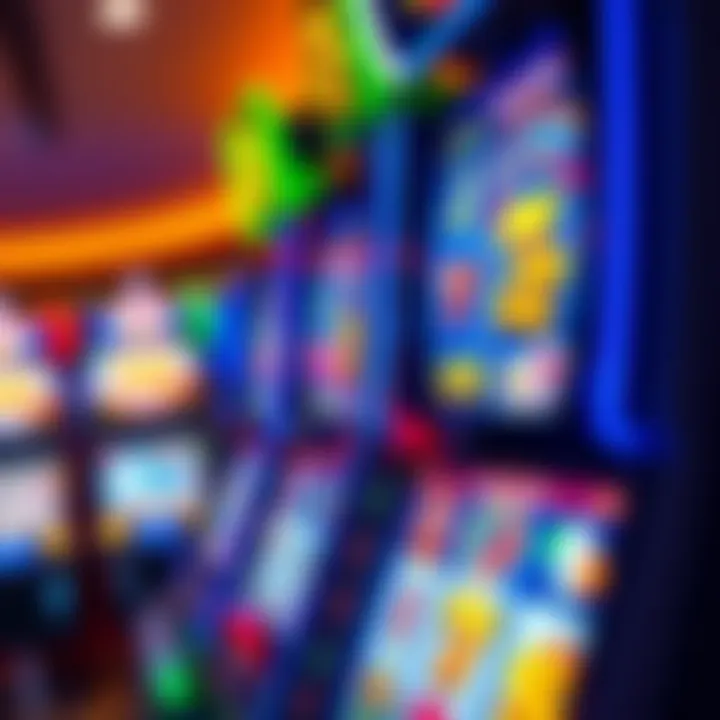 Colorful digital casino slot machine interface with vibrant graphics and symbols