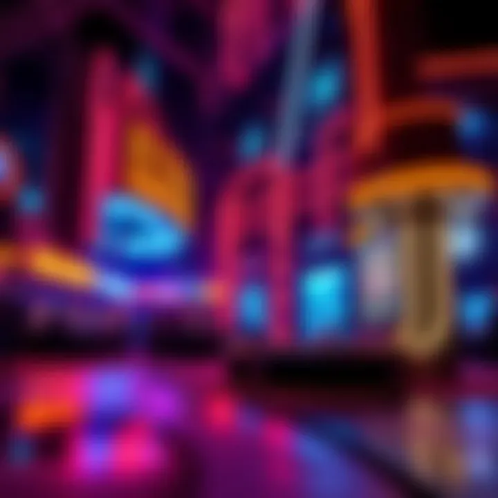 Dark sci-fi environment showcasing neon-lit architecture and immersive storytelling elements