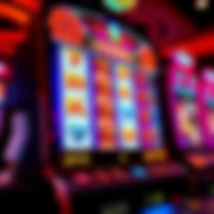 Exciting digital slot machine with vibrant symbols glowing on the screen
