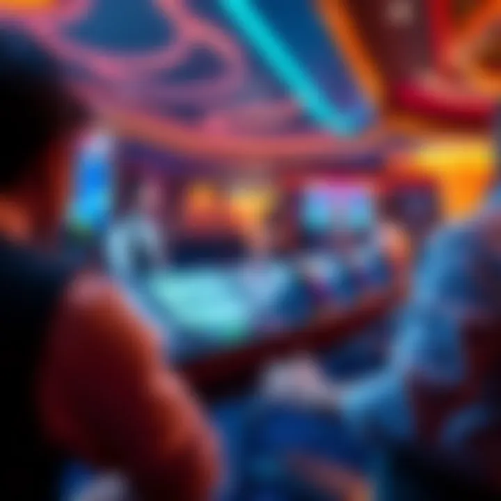 Live dealer engaging with players through a digital interface featuring cards and chips