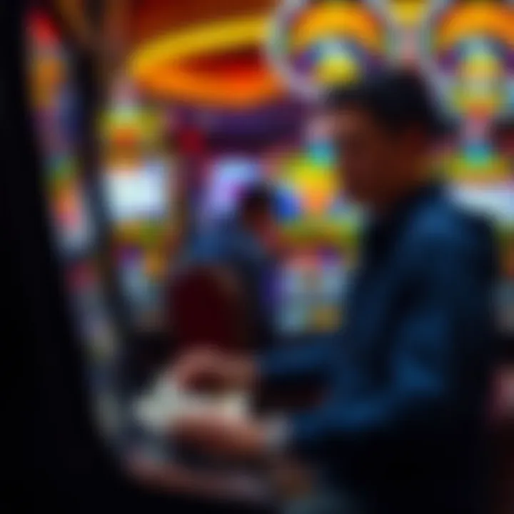 Effective Bankroll Management for Pokies Players Illustration of a person managing a bankroll with notes and coins beside a pokies machine