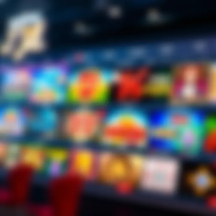 A vibrant online casino interface showing a variety of slot games available for players