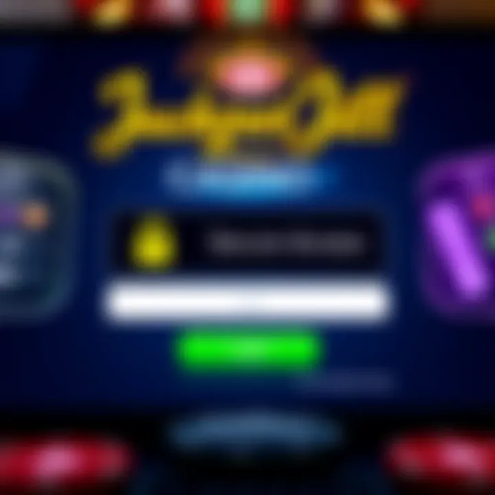 User interface of Jackpot Jill Casino login screen with secure access options