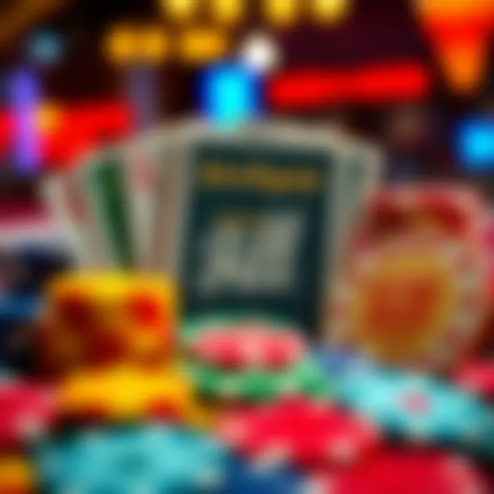 Visual Overview of Jackpot Jill Casino Promo Code Benefits Colorful casino tokens and cards illustrating Jackpot Jill bonuses