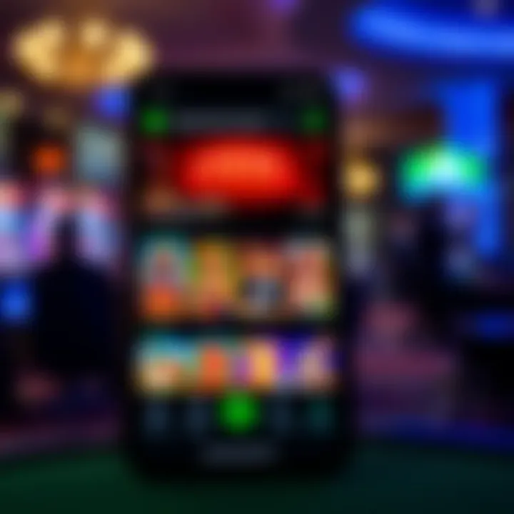 Mobile device displaying the National Casino App interface with various casino game icons