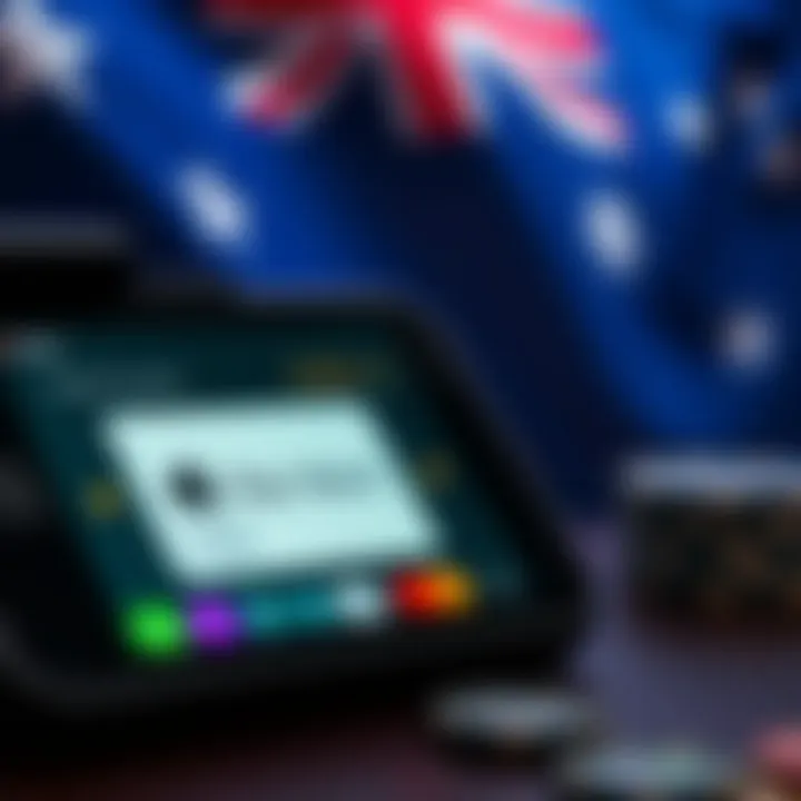 Secure online payment methods shown on a digital device with Australian flag background