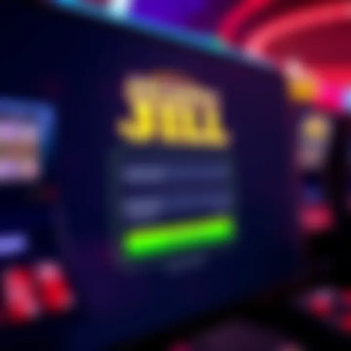 User interface showing Jackpot Jill online casino login screen with fields for username and password