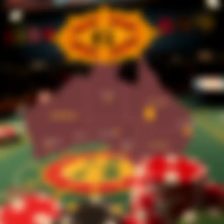 Illustration of an Australian map highlighting popular online casino regions with digital casino elements