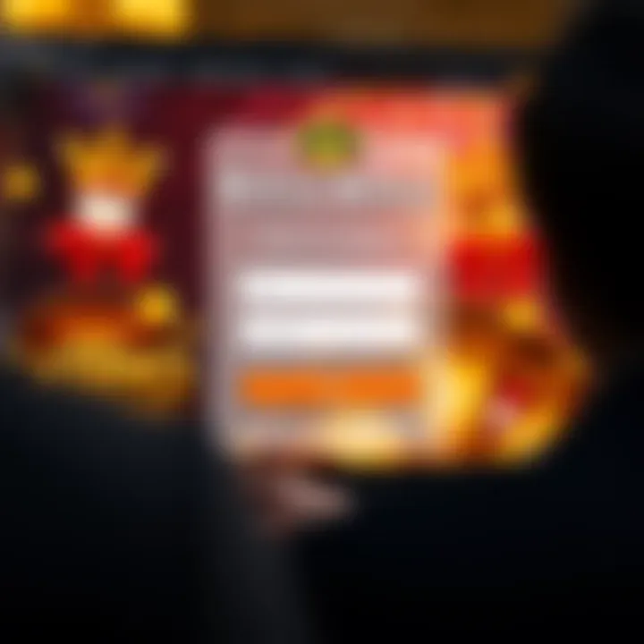 User entering login credentials on Royal Reels online casino website