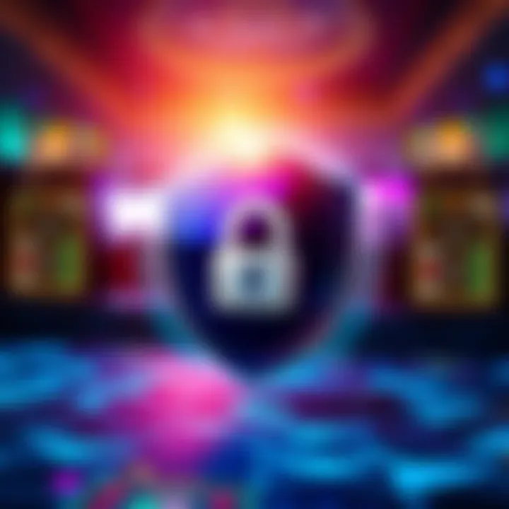 Visual representation of account security measures with shield and lock icons on digital background