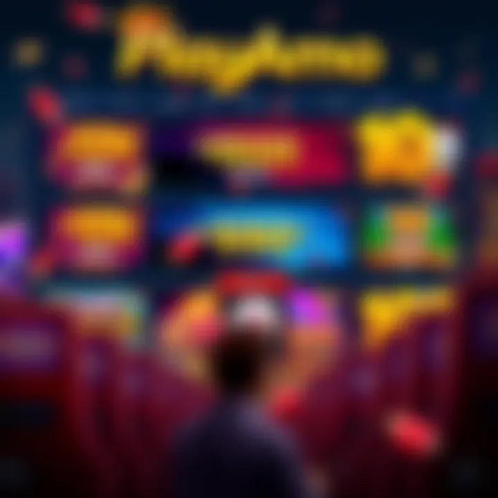 Illustration of a vibrant online casino interface showcasing various slot games and bonus offers