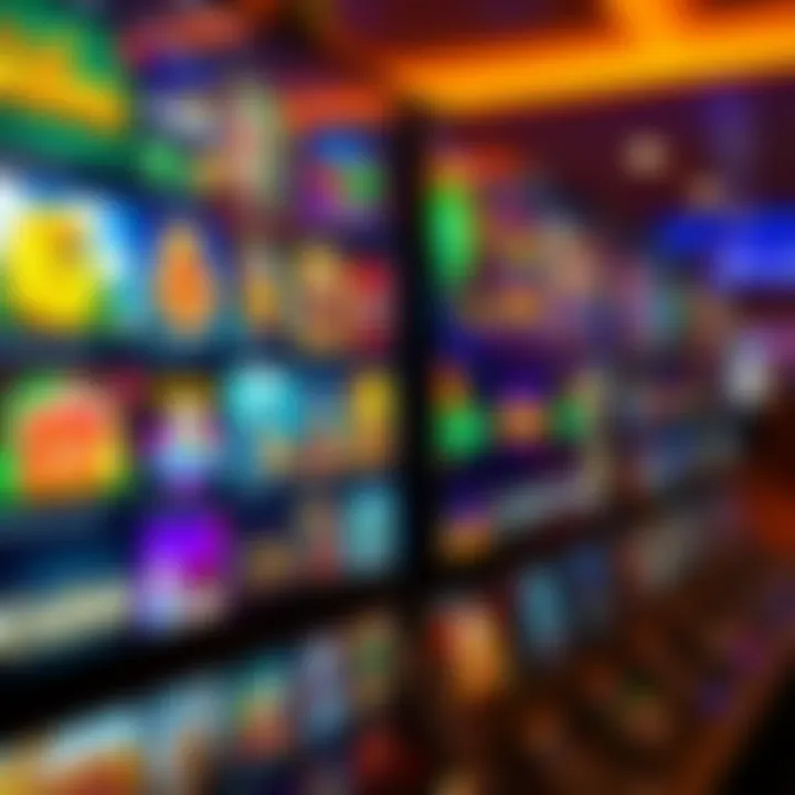 Variety of casino game icons displayed on a digital screen