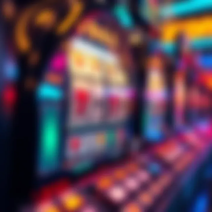 Close-up of a classic Australian pokie machine with colorful reels and illuminated buttons