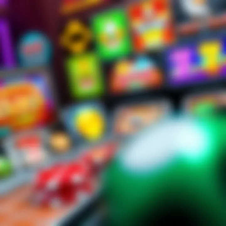 Colorful casino game icons representing diverse slots and table games