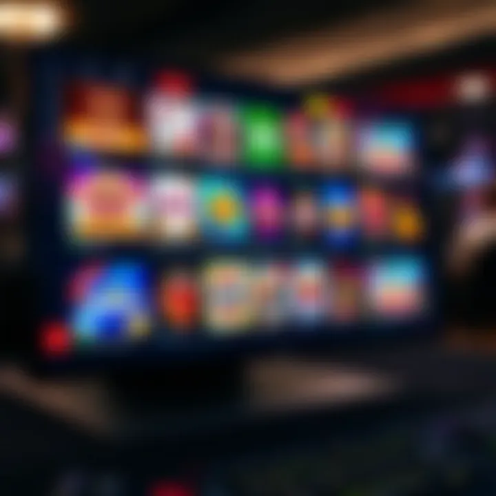 Online casino interface showcasing a wide variety of slot games and table games on a digital screen