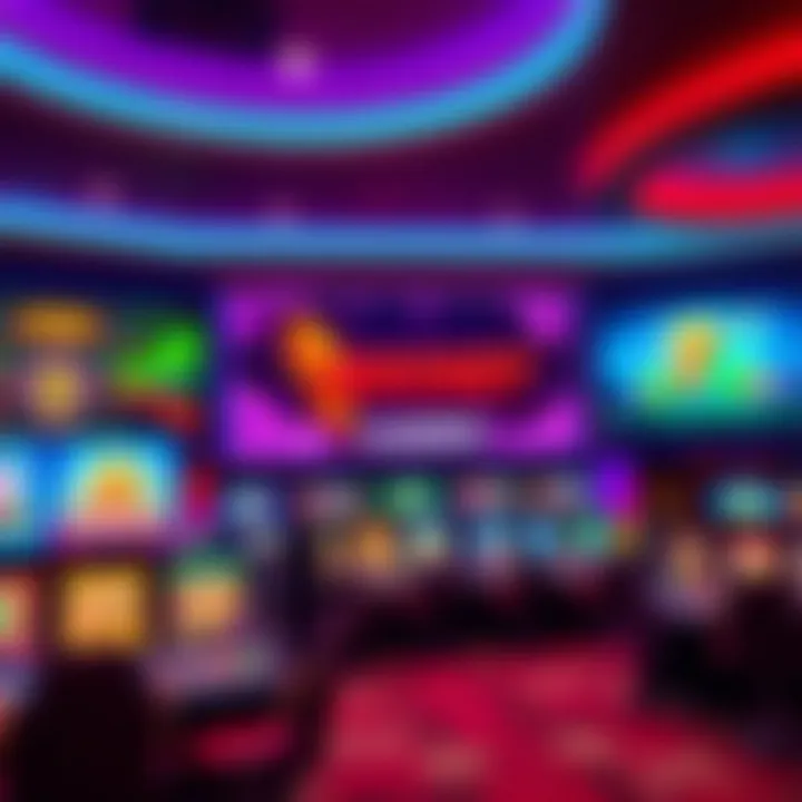 A vibrant digital casino interface showcasing a variety of slot games and betting options