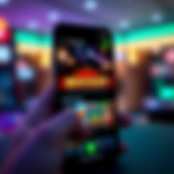 Smartphone displaying RocketPlay Casino app interface with vibrant game icons