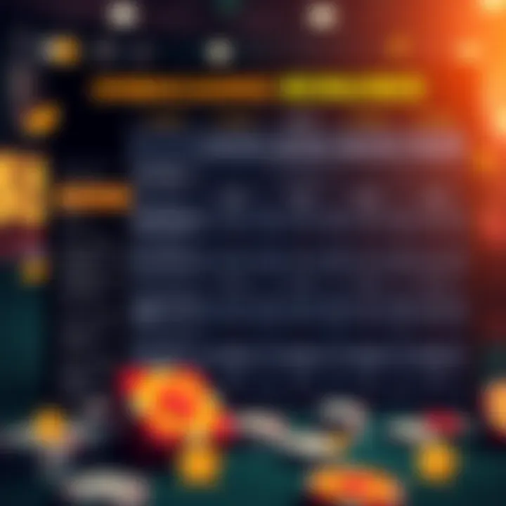 Comparison chart highlighting features and benefits of various online casino bonuses