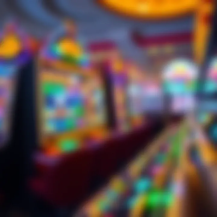Colorful digital slot machine reels spinning with vibrant casino symbols