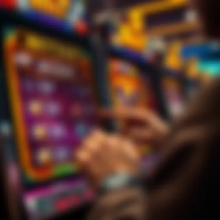 Player selecting betting options on Royal Reels slot machine with detailed paytable visible