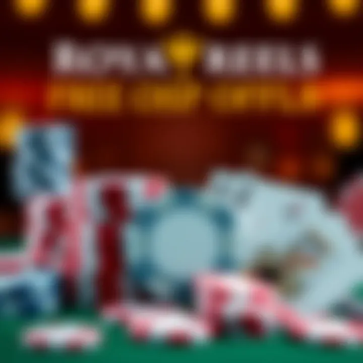 Graphic showing casino chips stacked next to playing cards and casino tokens