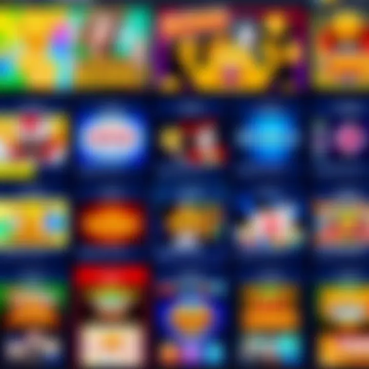 Diverse Game Selection at Royal Reels Casino Colorful online casino interface displaying a variety of slot games and betting options