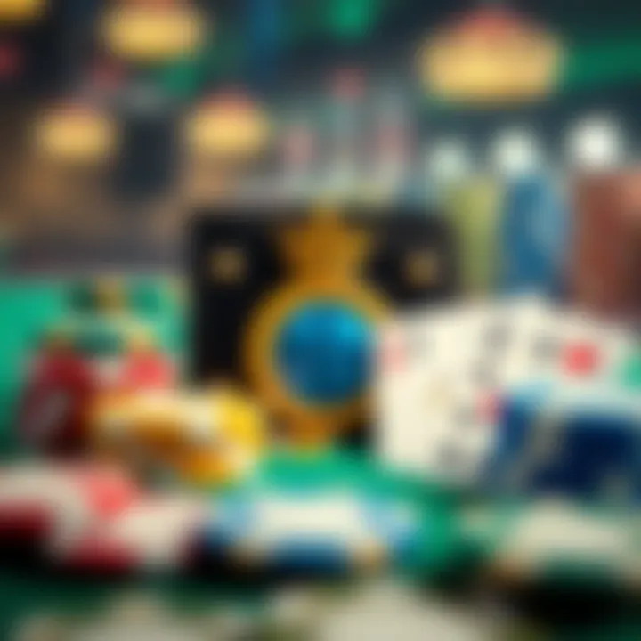 Illustration of casino chips, cards, and a digital wallet representing secure deposits and withdrawals