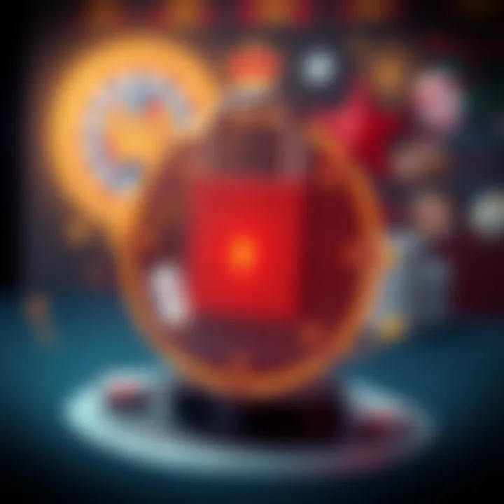 Secure digital lock icon with casino elements symbolizing safety and protection