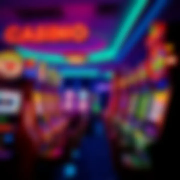 Colorful casino slot machines with vibrant lights