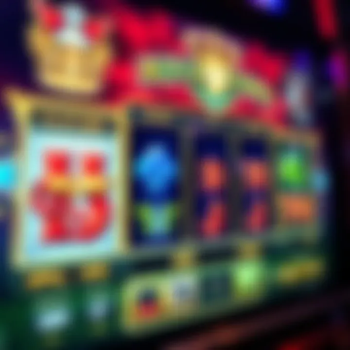 Close-up of a casino screen highlighting unique bonus features and winning combinations in Royal Reels Down