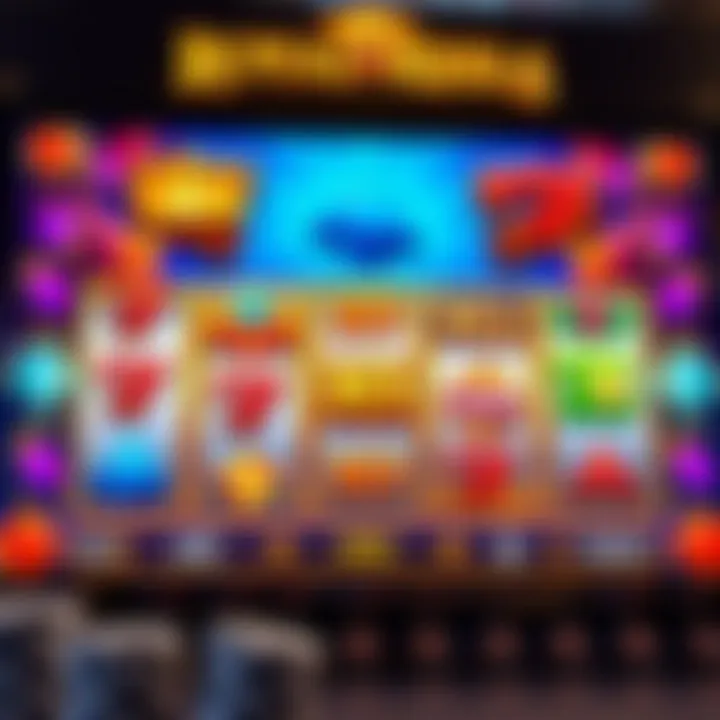 Gameplay screen showing spinning reels and bonus feature icons on Royal Reels game