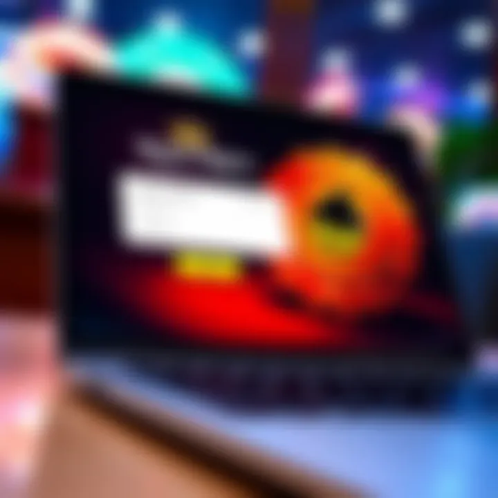 Screenshot of Royal Reels login screen on a laptop displaying username and password fields