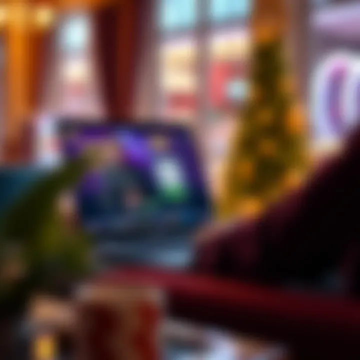 User accessing Royal Reels pokies login on a laptop in a cozy setting