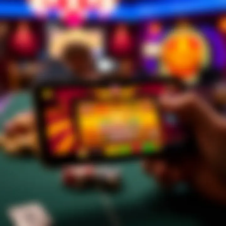 Mobile device showcasing Royal Reels pokies with bonus features visible on screen