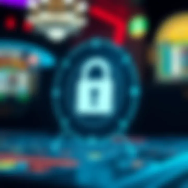 Secure online casino platform with padlock icon, showing encryption and safe gaming environment