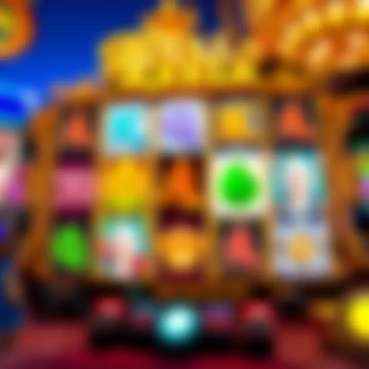 Royal Reels Slot Gameplay Showcase Colorful slot game screen showing spinning reels with various symbols and winning combinations highlighted