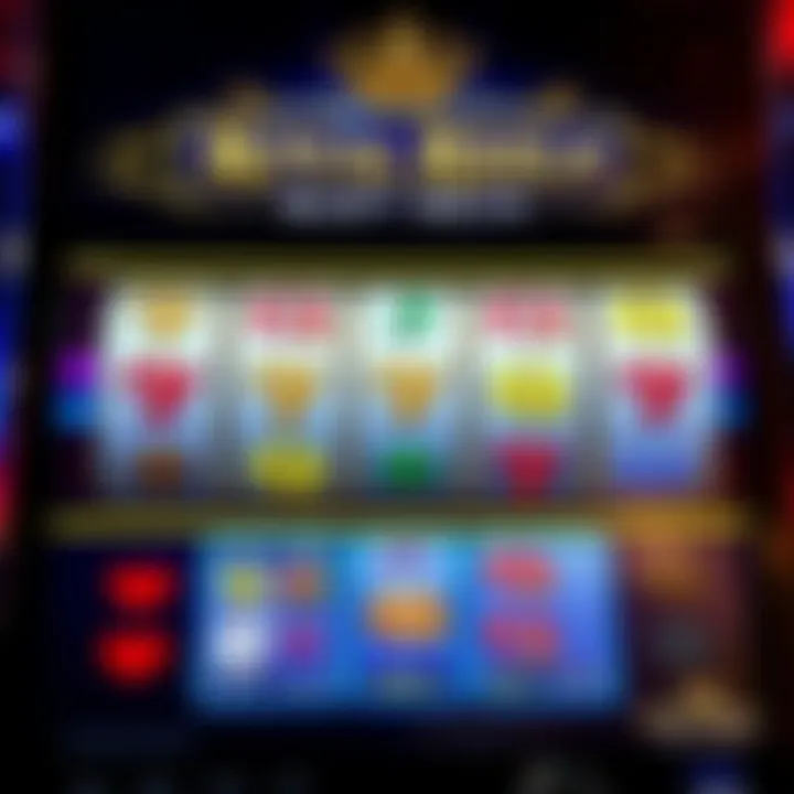 Royal Reels slot machine interface showcasing reels with symbols and payout lines