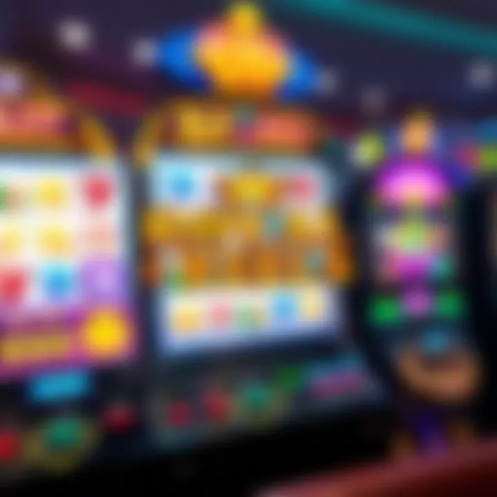 Colorful Royal Reels slot machine with various symbols and bright lights