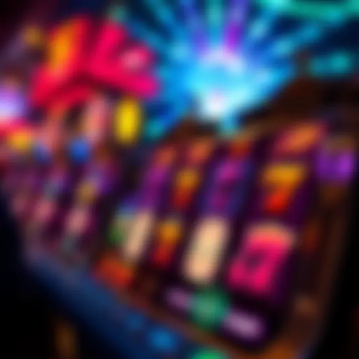 A vibrant slot machine interface showcasing classic symbols and dynamic lights