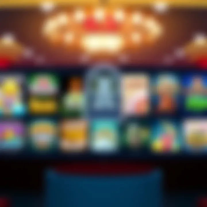 Graphic showing various casino game icons with a secure lock symbol representing safe and responsible online gambling in Australia