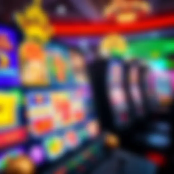 Colorful online casino interface showing a variety of slot games on a digital screen